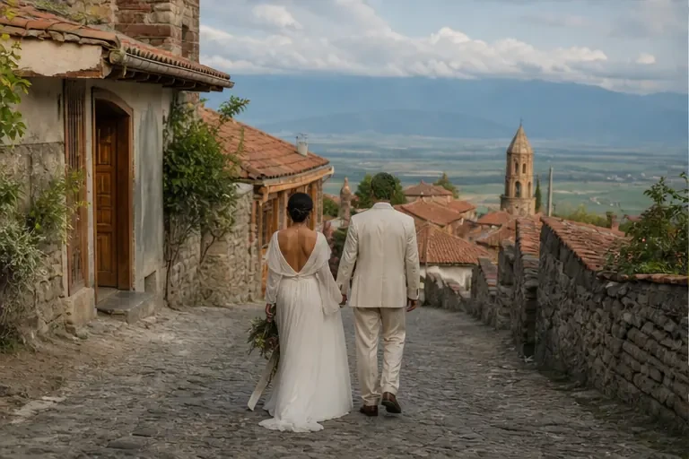 Event planning in Georgia: Wedding event in Sighnaghi — scenic view of event venue in Sighnaghi