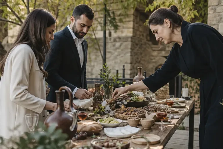 Design details and table setting for “Wedding event in Mtskheta” in Mtskheta