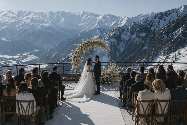 Event planning in Georgia: Wedding event in Gudauri — scenic view of event venue in Gudauri
