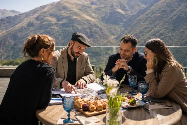 Design details and table setting for “Corporate event in Kazbegi” in Kazbegi