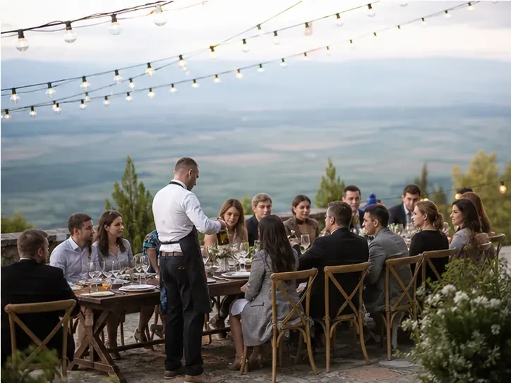 Design details and table setting for “Private celebration in Sighnaghi” in Sighnaghi