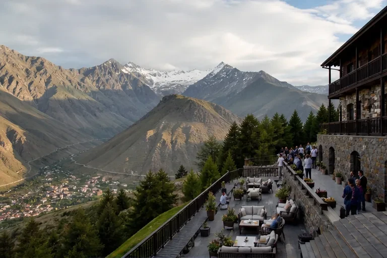 Event planning in Georgia: Event venues in Kazbegi — scenic view of event venue in Kazbegi