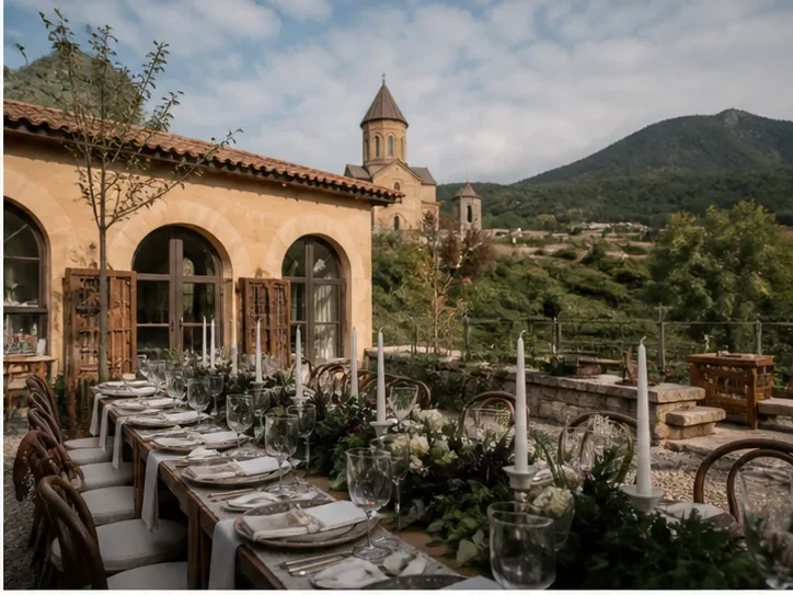 Design details and table setting for “Guest logistics in Mtskheta” in Mtskheta