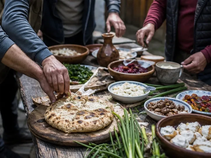 Design details and table setting for “Food and wine programme in Svaneti” in Svaneti