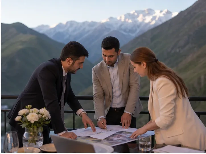 Design details and table setting for “Seasonal event in Kazbegi” in Kazbegi