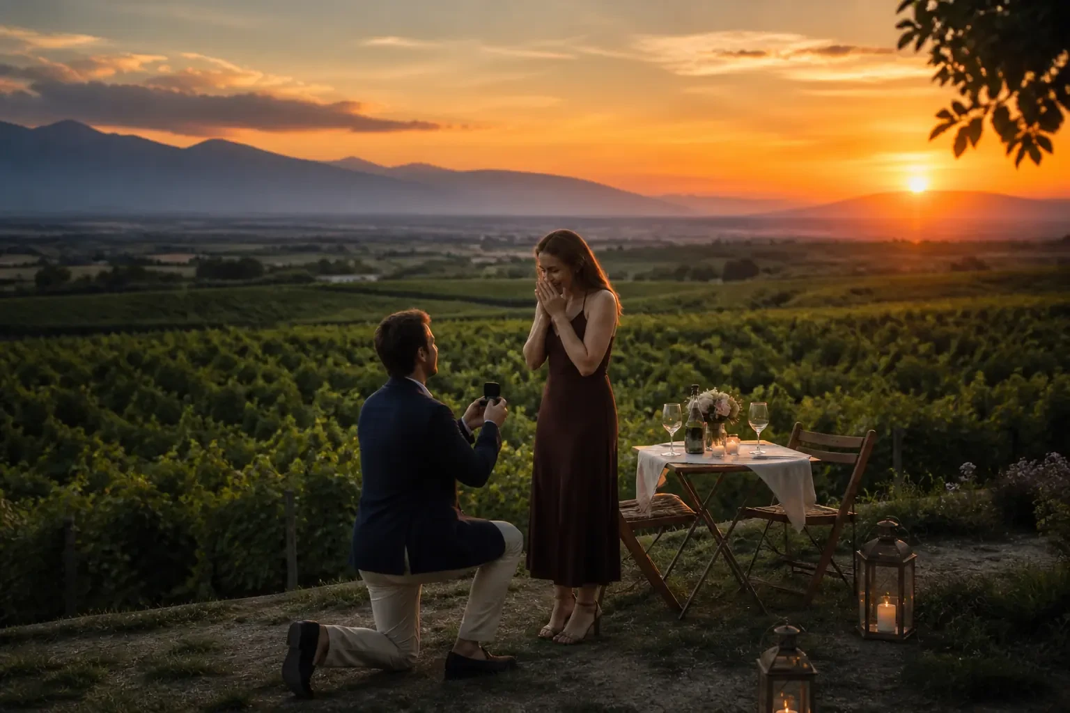 Romantic proposal among the vineyards of Kakheti